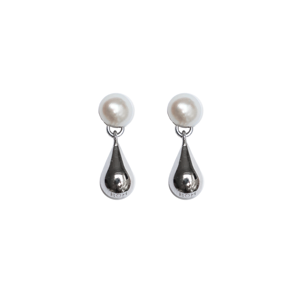 BOH RUNGA - Sterling Silver Droplet Moon Glow Stud Earrings