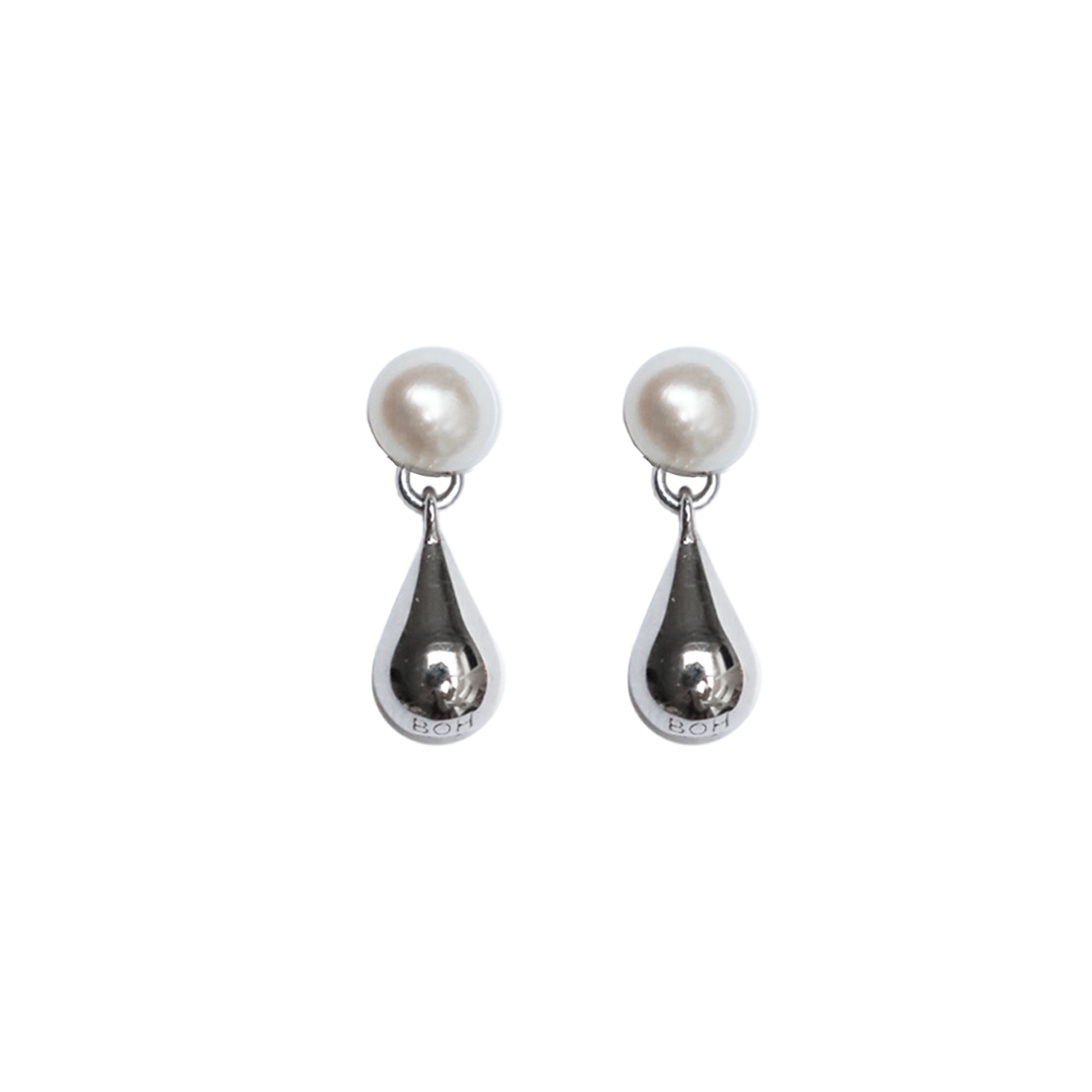 BOH RUNGA - Sterling Silver Droplet Moon Glow Stud Earrings