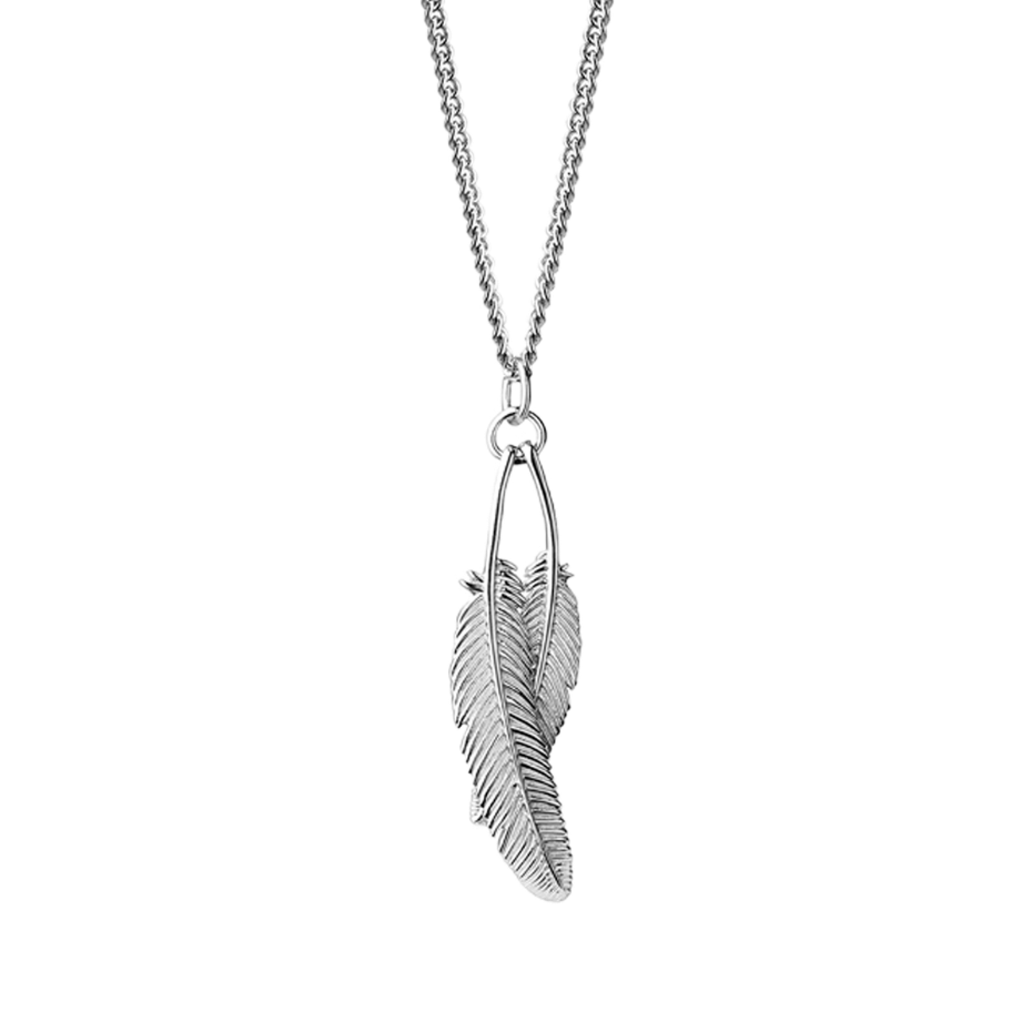 BOH RUNGA - STERLING SILVER DUO MIROMIRO FEATHER NECKLACE