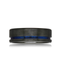 ZiRO - Black & Blue Zirconium Single Srtipe Band