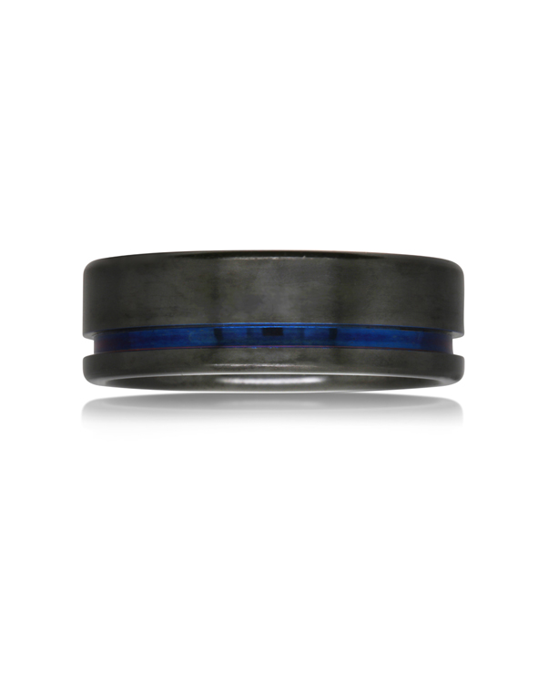 ZiRO - Black & Blue Zirconium Single Srtipe Band