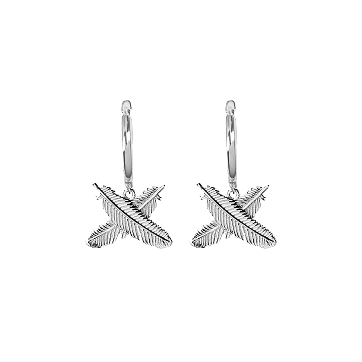 BOH RUNGA - Sterling Silver Feather Kisses Huggie Earrings