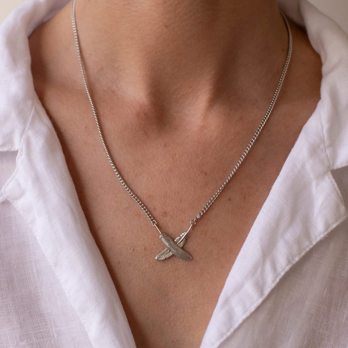 BOH RUNGA - STERLING SILVER FEATHER KISSES NECKLACE