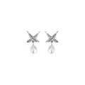 Boh Runga - Sterling Silver Feather Kisses Pearl Stud Earrings