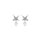 Boh Runga - Sterling Silver Feather Kisses Pearl Stud Earrings