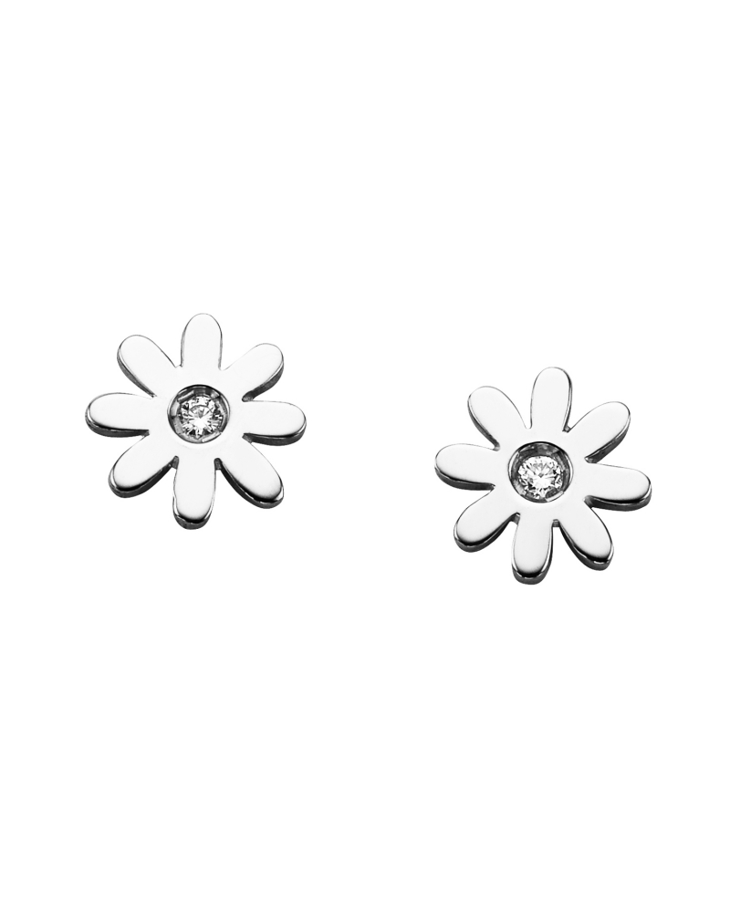 KAREN WALKER - STERLING SILVER DIAMOND DAISY STUDS
