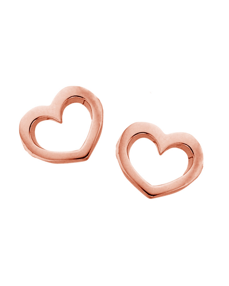 KAREN WALKER - 9CT ROSE GOLD MINI HEART STUDS