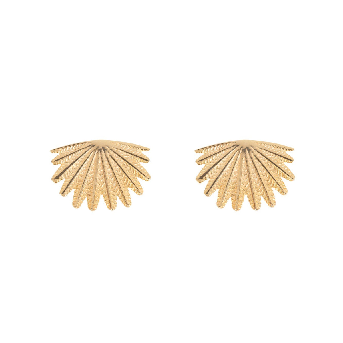 Boh Runga - Sterling Silver Yellow Gold Plated Mini Fan Tail Stud Earrings
