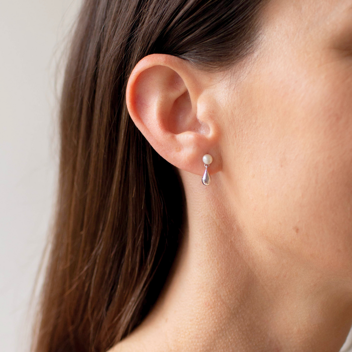 BOH RUNGA - Sterling Silver Droplet Moon Glow Stud Earrings