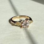 18ct Yellow & Rose Gold & Platinum Morganite & Yellow Diamond Ring
