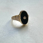 9ct Yellow Gold Oval Onyx & Diamond Ring