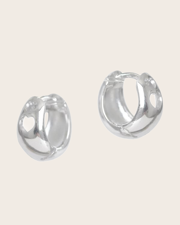 Sterling Silver Heart Cut Out Huggies