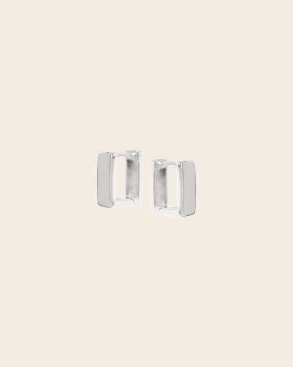 Sterling Silver Small Square Flat 'Huggie' Hoop Earrings