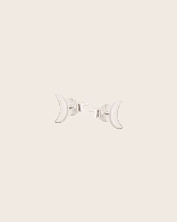 Sterling Silver Half Moon Stud Earrings
