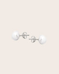 Sterling Silver Freshwater White 8mm Keshi Pearl Stud Earrings