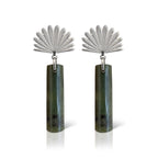 BOH RUNGA - Sterling Silver Pounamu Piwakawaka Drop Earrings