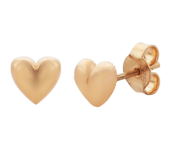 9ct Rose Gold Heart Stud Earrings