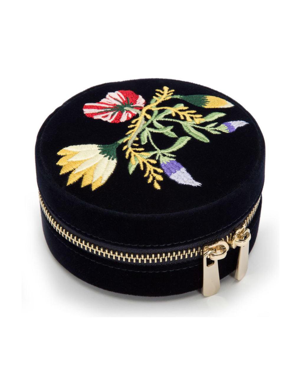 WOLF - Zoe Indigo with Floral Velvet Round Travel Case