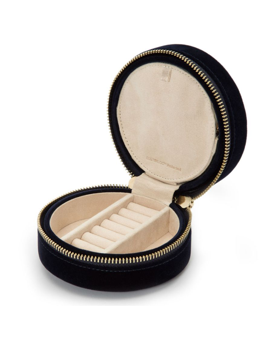 WOLF - Zoe Indigo with Floral Velvet Round Travel Case