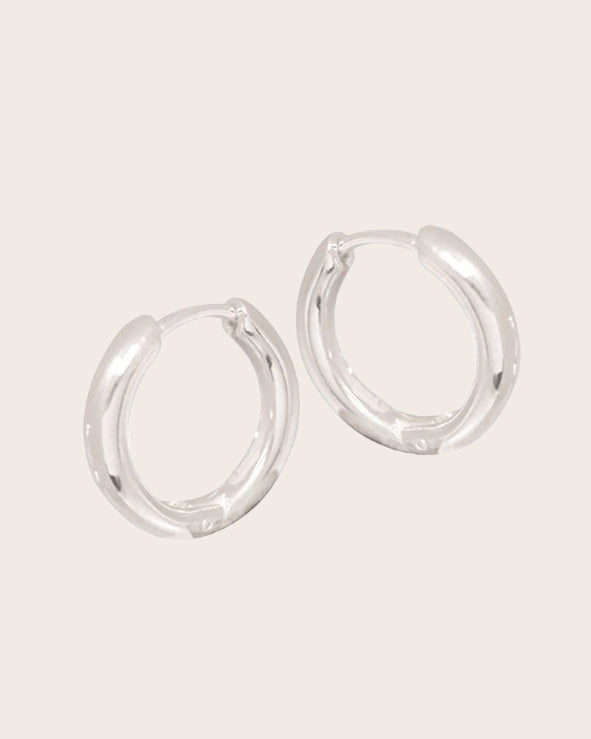 Sterling Silver 3mm Medium Tube 'Huggie' Hoop Earrings