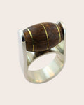 STERLING SILVER & 9CT YELLOW GOLD TIGERS EYE RING
