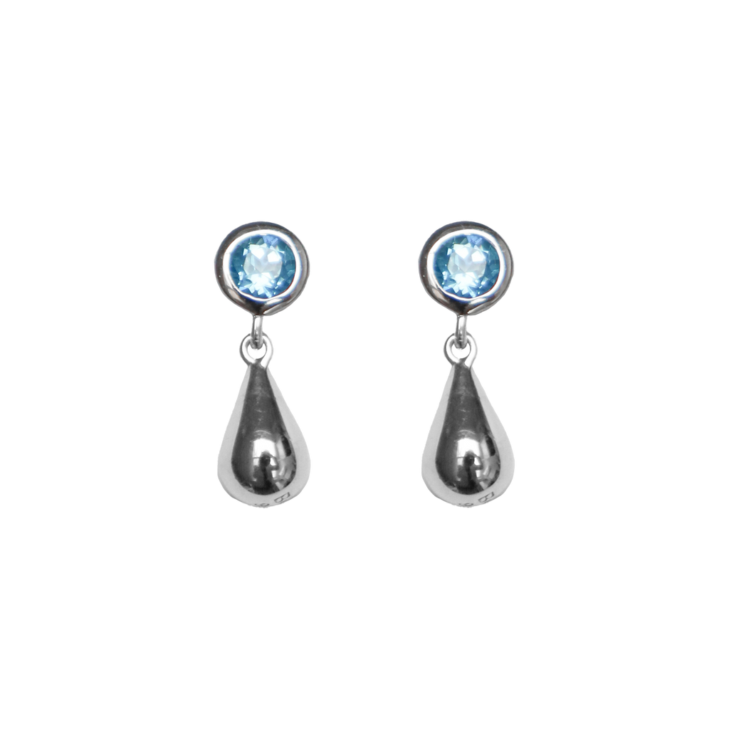BOH RUNGA - Sterling Silver Drop in the Ocean Topaz Stud Earrings