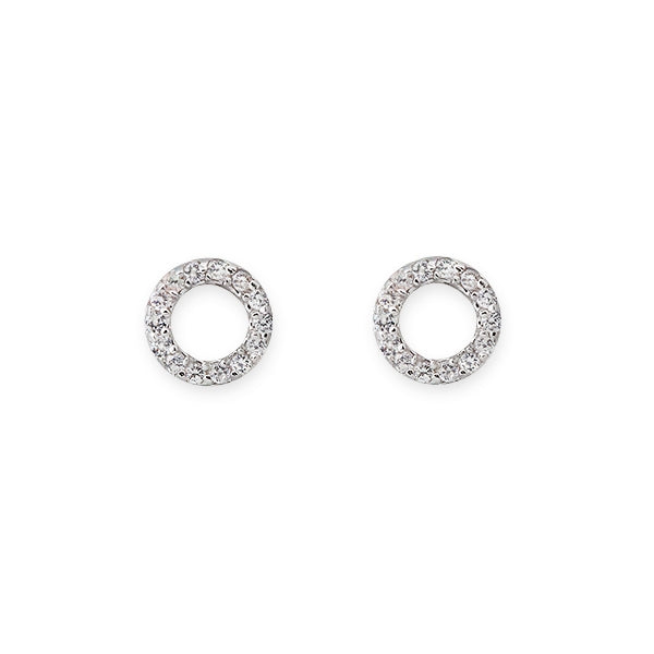 BIANC - STERLING SILVER & CUBIC ZIRCONIA CIRCLE EARRINGS