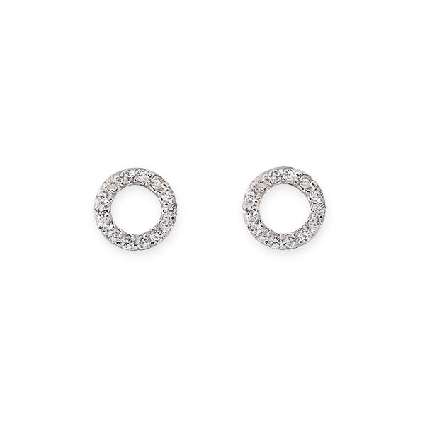 BIANC - STERLING SILVER & CUBIC ZIRCONIA CIRCLE EARRINGS
