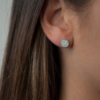 BIANC - Sterling Silver Rose Gold Plated & Cubic  Zirconia Pave Disk Earrings