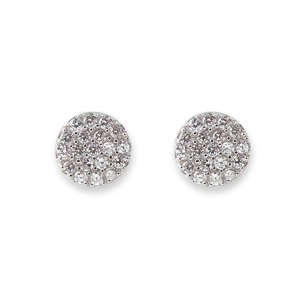 BIANC - Sterling Silver & Cubic Zirconia Pave Disk Earrings