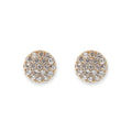 BIANC - Sterling Silver Yellow Gold Plated & Cubic Zirconia Pave Disk Earrings