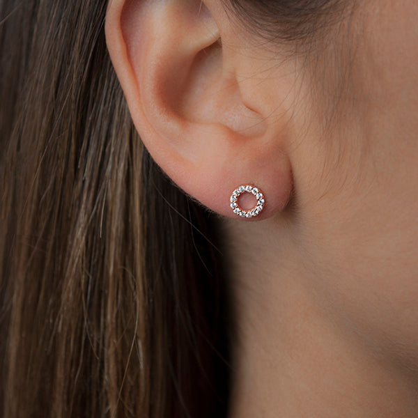 BIANC - STERLING SILVER & CUBIC ZIRCONIA CIRCLE EARRINGS