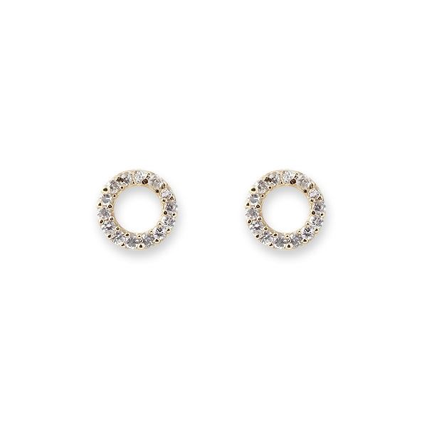 BIANC - Sterling Silver Yellow Gold Plated & Cubic Zirconia Circle Earrings