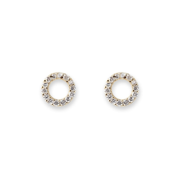 BIANC - Sterling Silver Yellow Gold Plated & Cubic Zirconia Circle Earrings
