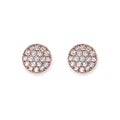 BIANC - Sterling Silver Rose Gold Plated & Cubic  Zirconia Pave Disk Earrings