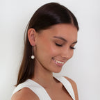 BIANC - Sterling Silver Cubic Zirconia & Freshwater Pearl 'Marine' Earrings