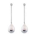 BIANC - Sterling Silver Cubic Zirconia & Freshwater Pearl 'Marine' Earrings