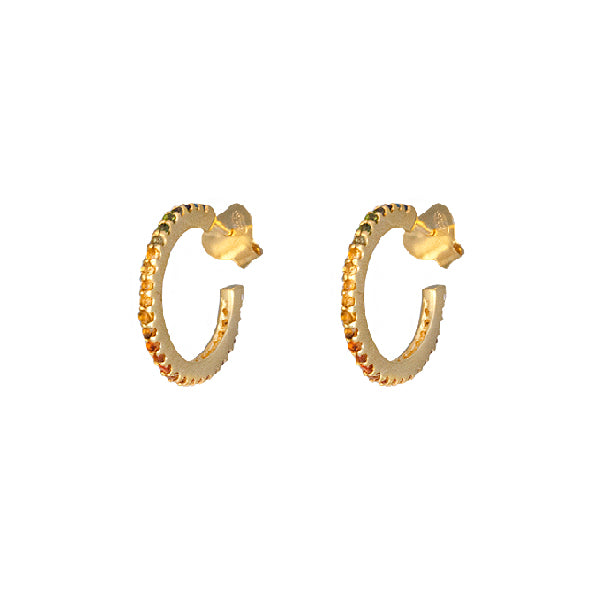 BIANC - Sterling Silver & Yellow gold Plate Multi colour Tourmaline 'Marrakesh' Hoop Earrings