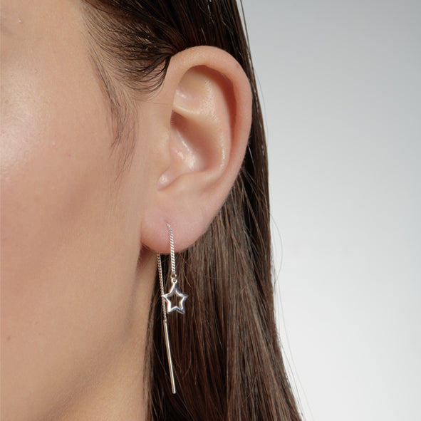 Karen Walker - Sterling Silver Mini Star Thread Earrings