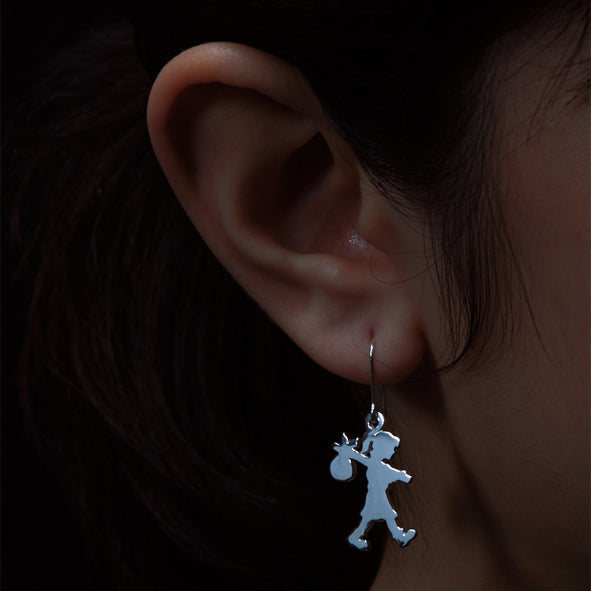 KAREN WALKER - STERLING SILVER RUNAWAY GIRL EARRINGS