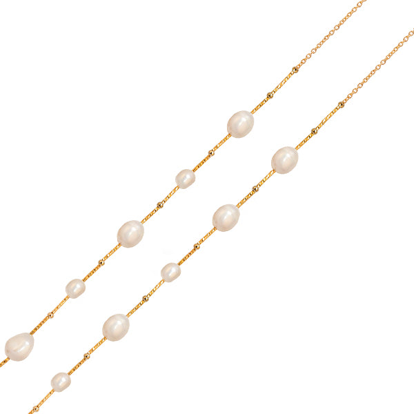 Bianc - Sterling Silver & Yellow Gold Plate Freshwater Pearl 'Mediterranean' Necklace