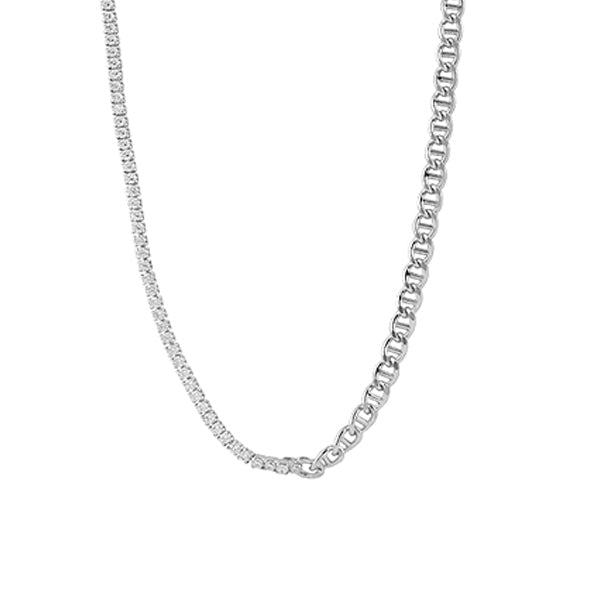 BIANC - Sterling Silver & Cubic Zirconia 'Half Tennis' Necklace
