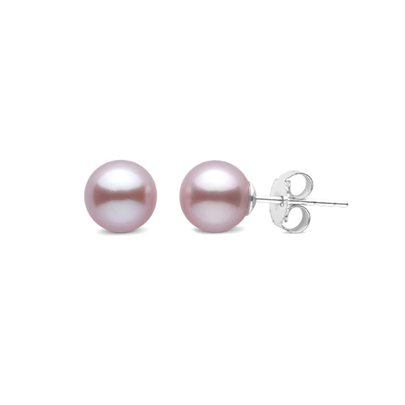 Sterling Silver & Natural Pink Freshwater 6mm Button Pearl Stud Earrings