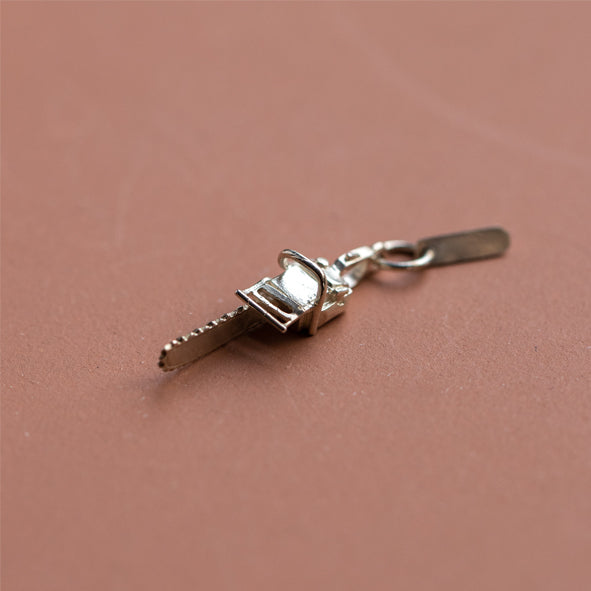 CHARM OF FARMING - STERLING SILVER CHAINSAW CHARM