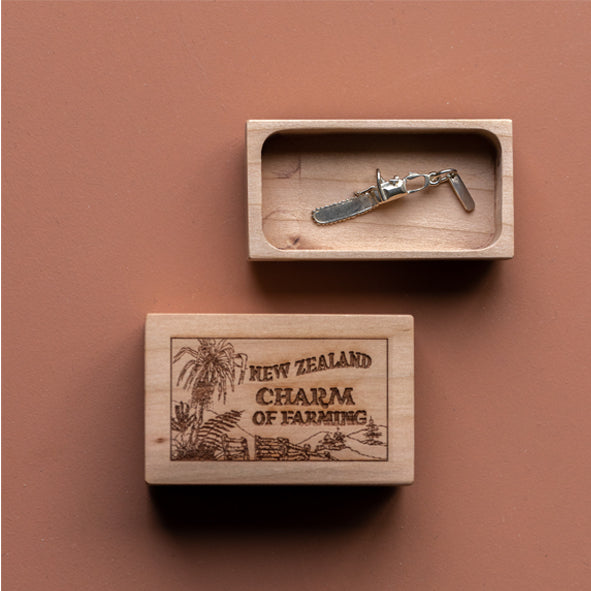 CHARM OF FARMING - STERLING SILVER CHAINSAW CHARM