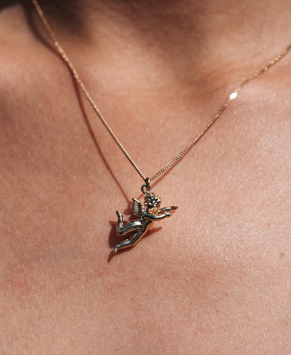 Meadowlark - Sterling Silver Cherub Charm Necklace
