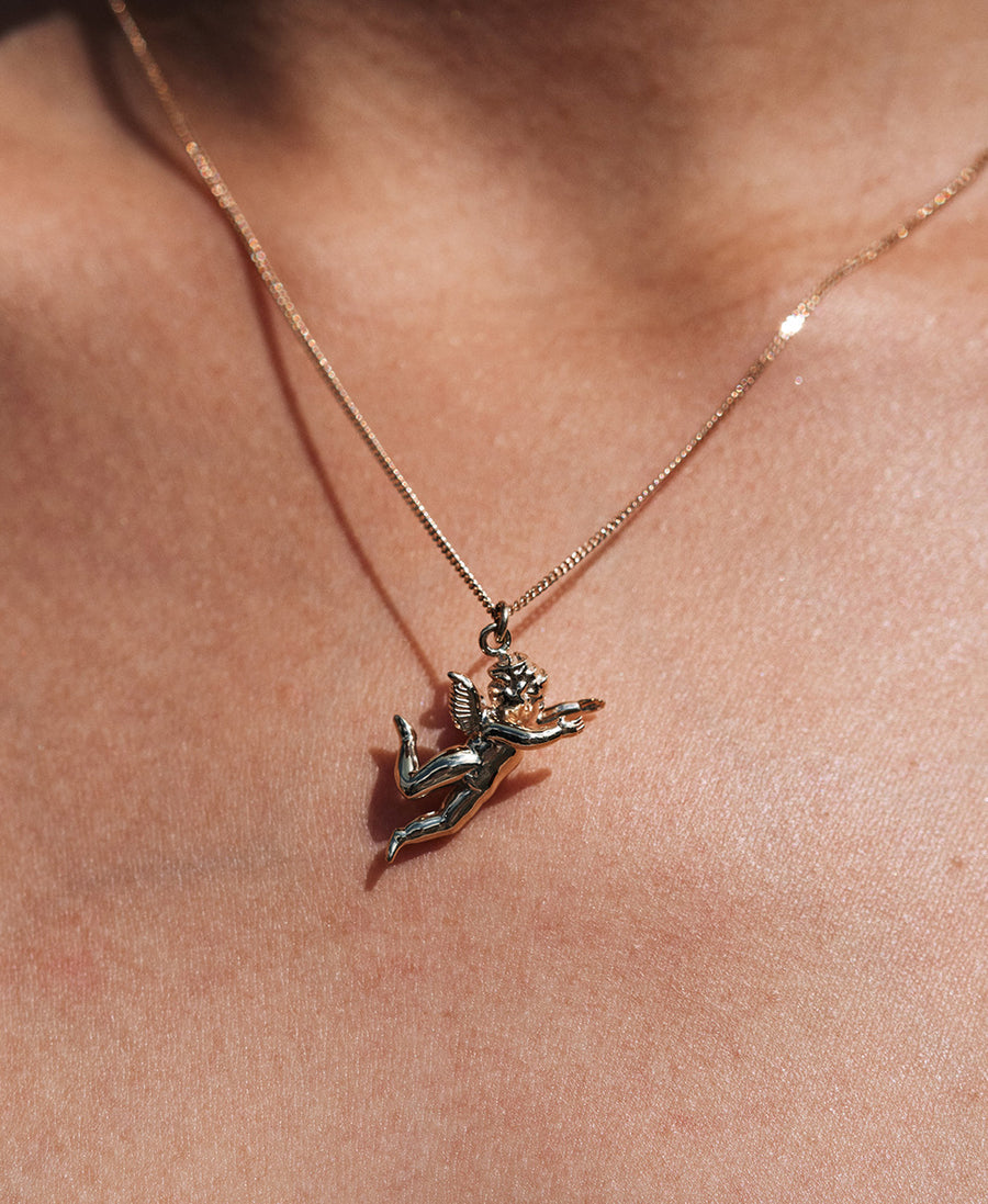 Meadowlark - Sterling Silver Cherub Charm Necklace