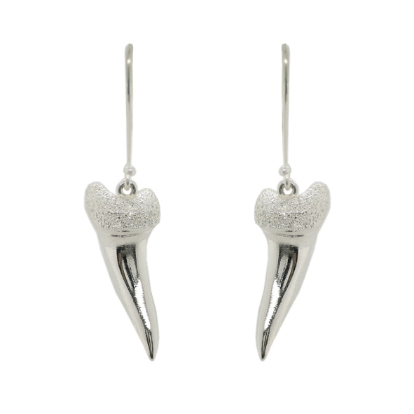 Sterling Silver White Pointer Shark Teeth Earrings