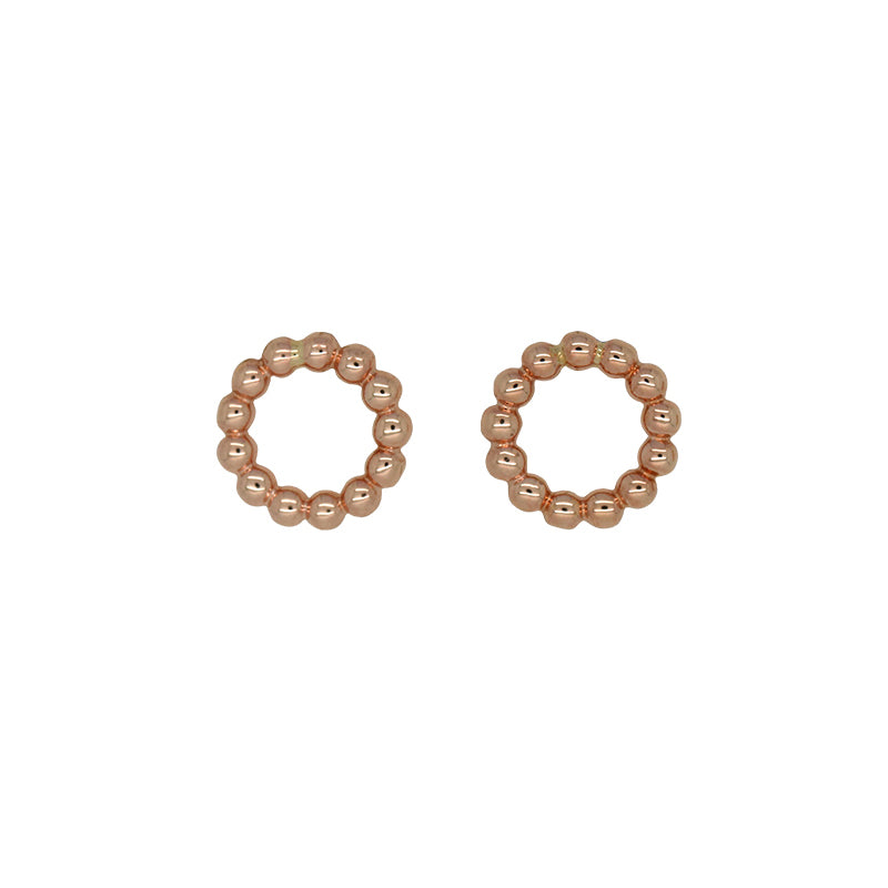 9ct Rose Gold Open Circle Bubble Stud Earrings
