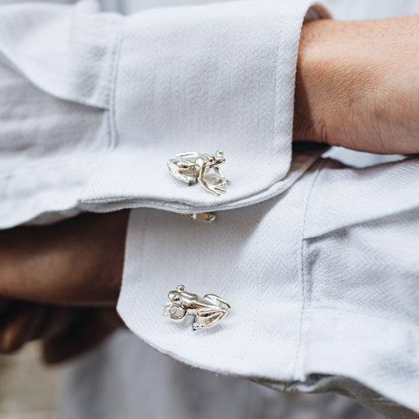 Sterling Silver Frog Cufflinks